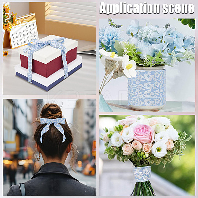 Flower Polyester Ribbons SRIB-WH20020-053A-03-1