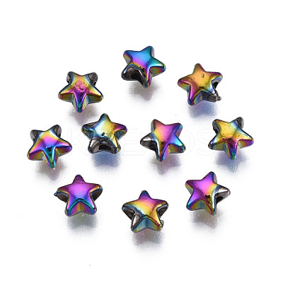 Rack Plating Rainbow Color Alloy Beads PALLOY-S180-338-1