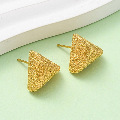 Brass Textured Stud Earrings EJEW-A143-02D-G-1