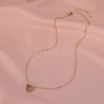 Alloy Crystal Rhinestone Hollow Heart Pendant Necklaces FS-WGA30FB-01-1