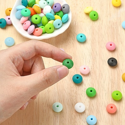 100Pcs 25 Styles Rondelle Food Grade Eco-Friendly Silicone Abacus Beads SIL-YW0001-36-1