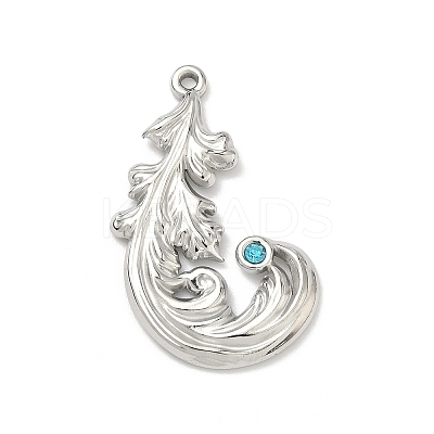 304 Stainless Steel Rhinestone Pendants STAS-L308-08P-1