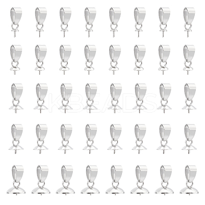 40Pcs 5 Style 304 Stainless Steel Cup Pearl Peg Bails Pin Pendants STAS-UN0055-01-1