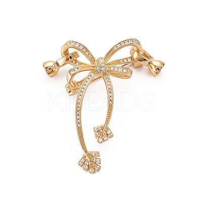 Brass Micro Pave Clear Cubic Zirconia Brooch Findings KK-S356-612-NF-1