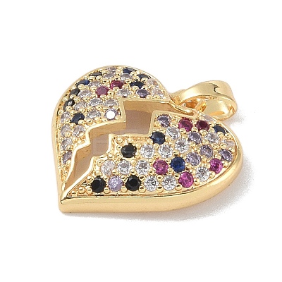 Brass Micro Pave Cubic Zirconia Pendants KK-P273-10B-G-1