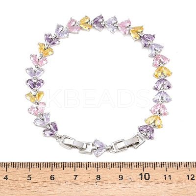 Platinum Tone Brass Micro Pave Cubic Zirconia Tennis Bracelets BJEW-B160-13P-1