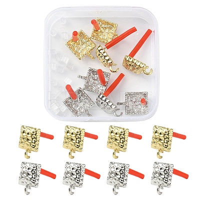 8Pcs 2 Colors Rack Plating Alloy Stud Earring Findings FIND-YW0003-82C-1