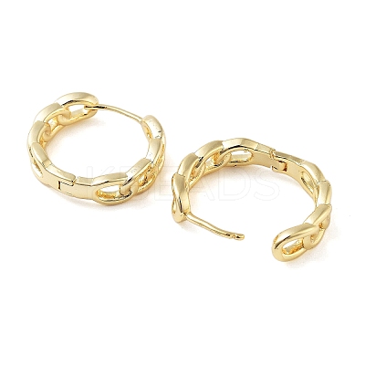 Brass Chain Charm Hoop Earrings for Women LS-EJEW-F347-02G-02-1