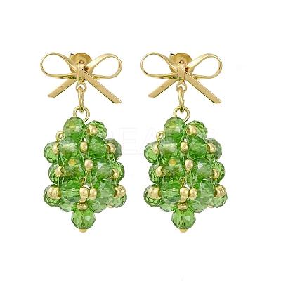 Christmas Bell Brass Dangle Stud Earrings EJEW-MZ00495-02-1