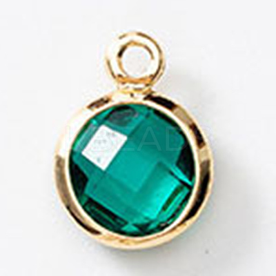 Birthstone Brass K9 Glass Charms KK-H002-28G-05-1