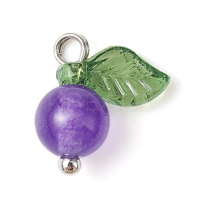 Natural Dyed Malaysia Jade Fruit Charms PALLOY-JF02431-03-1