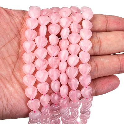 Heart Natural Rose Quartz Beads Strands G-G632-01-1