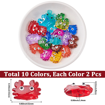 20Pcs 10 Colors Glass Enamel Beads LAMP-PA0001-44D-1