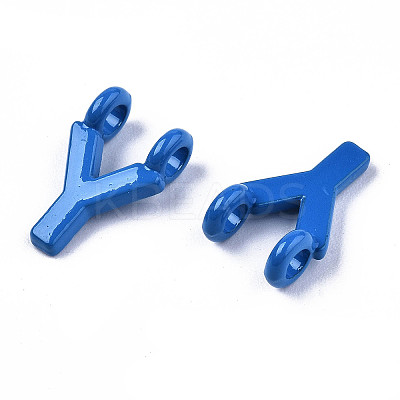 Spray Painted Alloy  2-Loop Link Pendants PALLOY-T075-48Y-RS-1