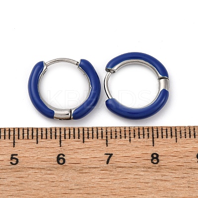 Two Tone 304 Stainless Steel Chunky Huggie Hoop Earrings with Enamel for Women EJEW-C043-11-12P-1