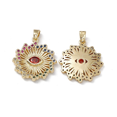 Brass Colorful Cubic Zirconia Pendants KK-E068-VA220-2-1