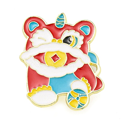 Chinese Style Dancing Lion Enamel Pins LS-JEWB-Q032-02A-1
