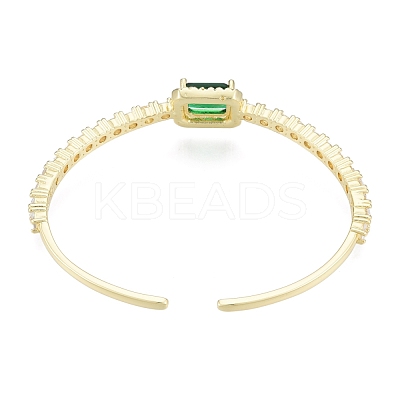 Cubic Zirconia Rectangle Open Cuff Bangle BJEW-G651-05G-02-1