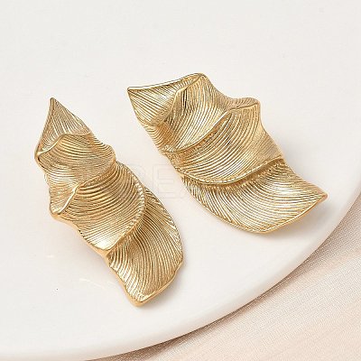 304 Stainless Steel Leaf Stud Earrings EJEW-K268-54G-1