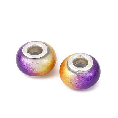 Two Tone Opaque Resin Rondelle European Beads RESI-Z046-02F-1