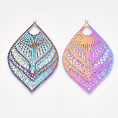 Ion Plating(IP) 304 Stainless Steel Filigree Big Pendants X-STAS-S108-35-1