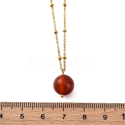 Natural Carnelian(Dyed & Heated) Round Pendant Necklaces NJEW-U026-20G-1