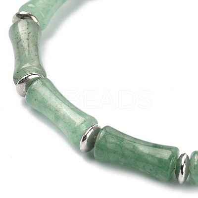 2Pcs 2 Style Natural Green Aventurine Bamboo & Shell Pearl Beaded Stretch Bracelets Set BJEW-TA00309-1