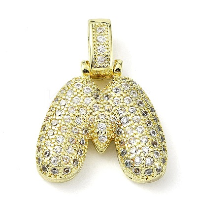 Brass Micro Pave Clear Cubic Zirconia Pendants KK-M279-01G-M-1