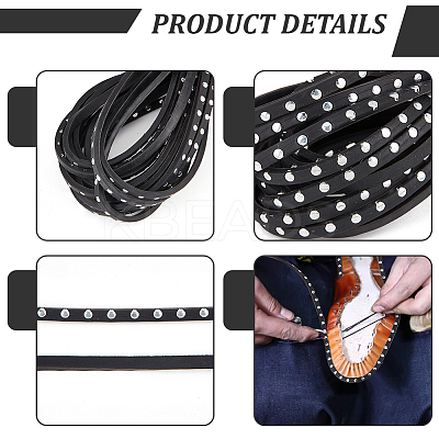 Flat Leather Craft Shoemaker Cord with Metal Rivet AJEW-WH0561-08B-1