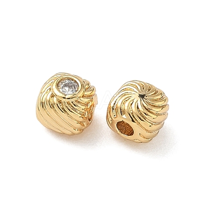 Brass Micro Pave Cubic Zirconia Beads KK-Z136-63G-1