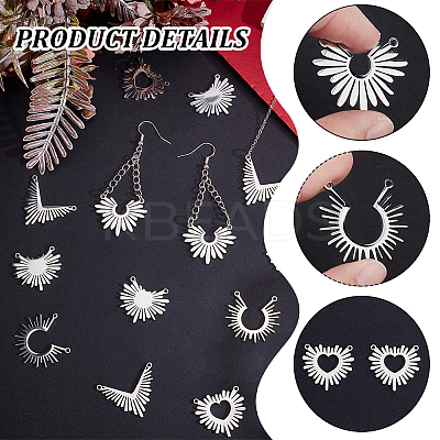 30Pcs 5 Styles Anti-Tarnish 201 Stainless Steel Pendants STAS-UN0062-07P-1