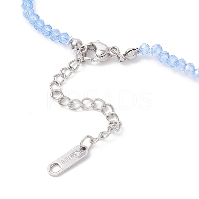 6Pcs 6 Colors Glass Faceted Rondelle Beaded Necklaces with 304 Stainless Steel End Chains NJEW-JN05494-1