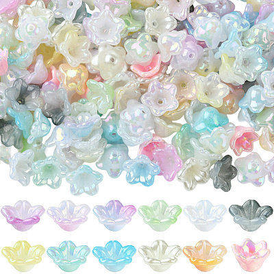 480Pcs 12 Colors Acrylic Bead Caps OACR-SC0002-31-1