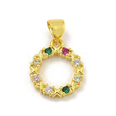 Rack Plating Brass Micro Pave Cubic Zirconia Pendants KK-C074-04G-01-1