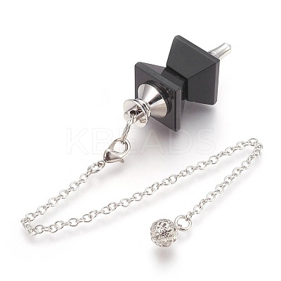 Natural Dyed & Heated Black Agate Dowsing Pendulums KK-F756-09F-1
