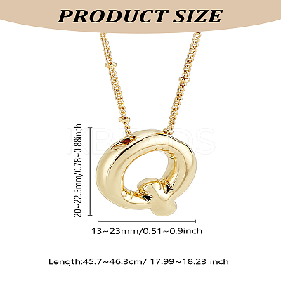 1pc Brass Chain with Alloy Letter Pendants Necklaces NJEW-LP0001-41Q-G-1