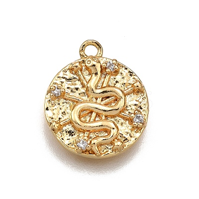 Brass Micro Pave Clear Cubic Zirconia Pendants LS-KK-G530-02G-1