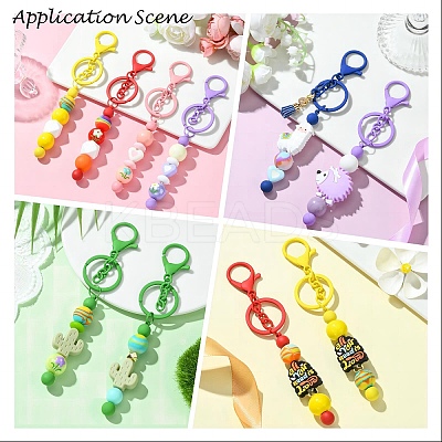 Spray Painted Alloy Bar Beadable Keychain for Jewelry Making DIY Crafts KEYC-A011-02-1