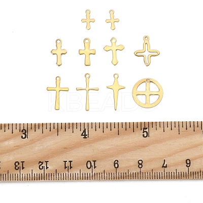 60Pcs 10 Styles 201 and 304 Stainless Steel Pendants STAS-FS0001-90-1