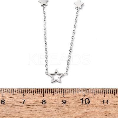 304 Stainless Steel Star Link Chain Necklaces NJEW-R026-13P-1