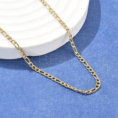 Ion Plating(IP) 304 Stainless Steel Figaro Chain Necklaces LS-STAS-K168-01G-1