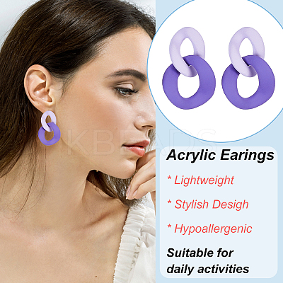 8 Pairs 8 Colors Acrylic Twist Oval Dangle Stud Earrings for Woman EJEW-AN0004-07-1