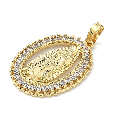 Brass Micro Pave Clear Cubic Zirconia Pendants KK-G548-16G-1