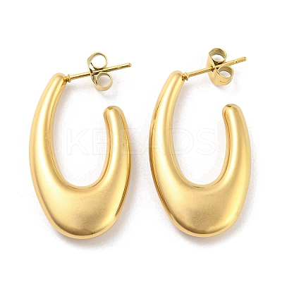 Ion Plating(IP) 304 Stainless Steel Oval Stud Earrings EJEW-E288-02G-1