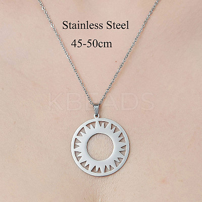 Non-Tarnish 201 Stainless Steel Hollow Sun Pendant Necklace NJEW-OY002-28-1