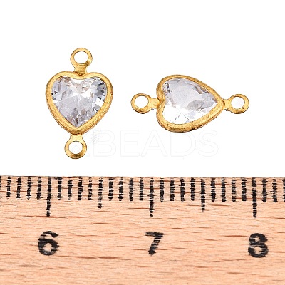 Brass Clear Cubic Zirconia Connector Charms KK-T070-10C-1