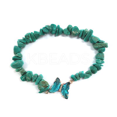 Fashionable Synthetic Turquoise Chips Beaded Bracelets TI6720-11-1