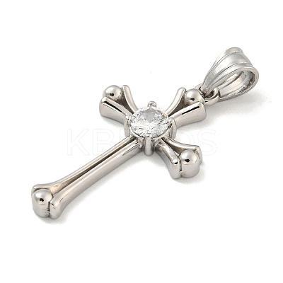 304 Stainless Steel Cubic Zirconia Pendants STAS-C102-02P-1