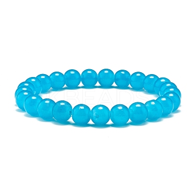 8mm Imitation Jade Glass Round Beads Stretch Bracelet for Girl Women BJEW-JB07179-1