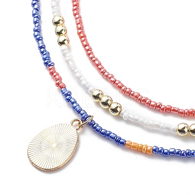 3Pcs 3 Style Glass Seed Imitation Pearl Beaded Necklaces Set NJEW-JN04013-1